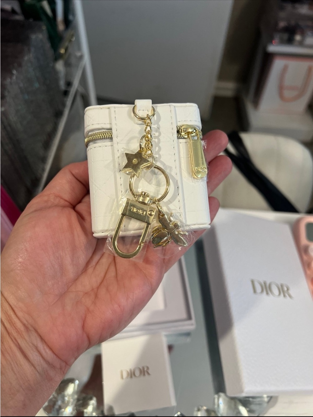 Dior White Case with Zipper and Charms- 3 Mini Lipsticks - Picture 3 of 5